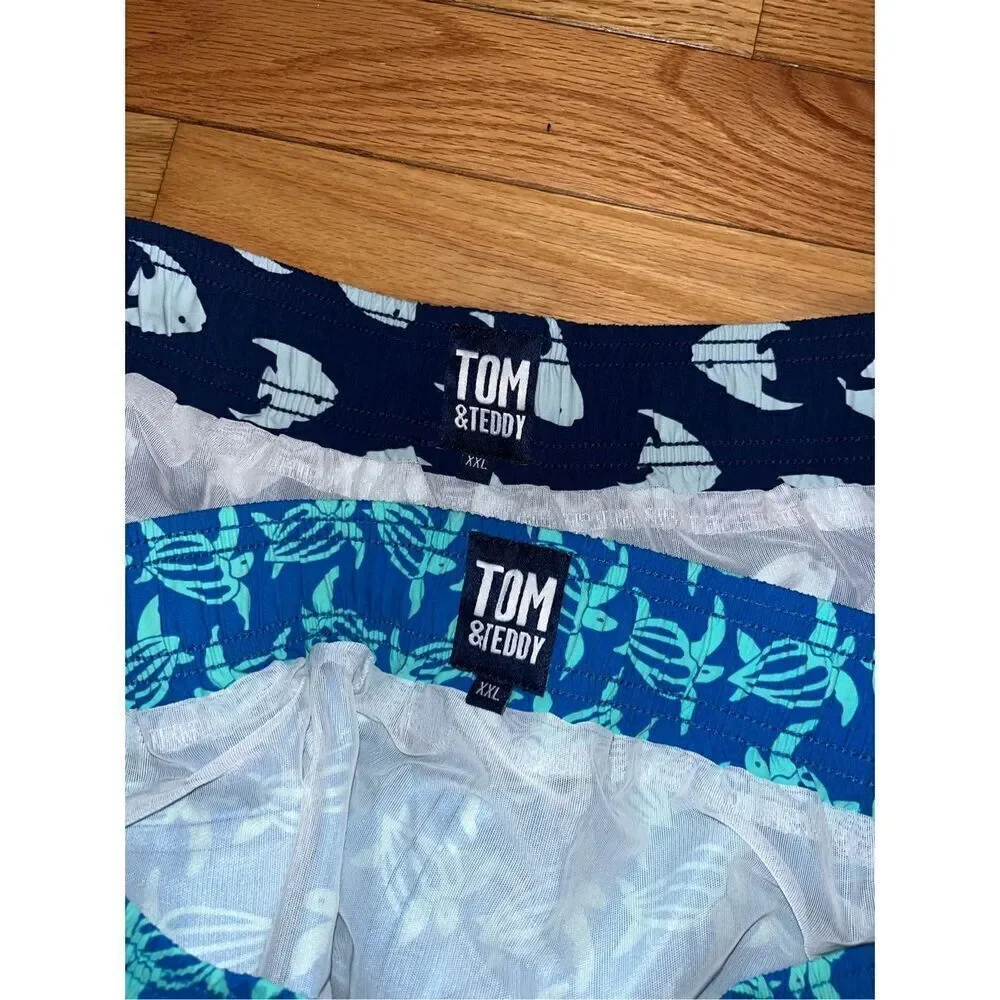 Bundle of 2 Tom & Teddy Sw Trunks 2XL blue turtle fish